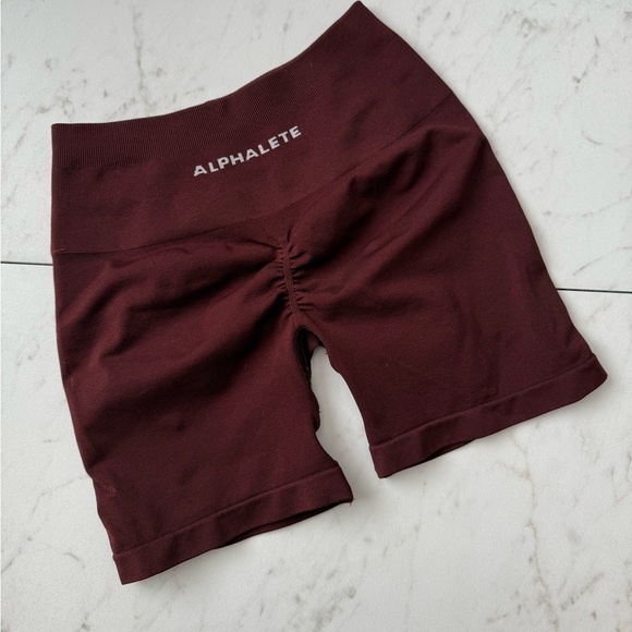 Alphalete Pants - ALPHALETE Amplify Shorts in Sangria / burgundy; size small